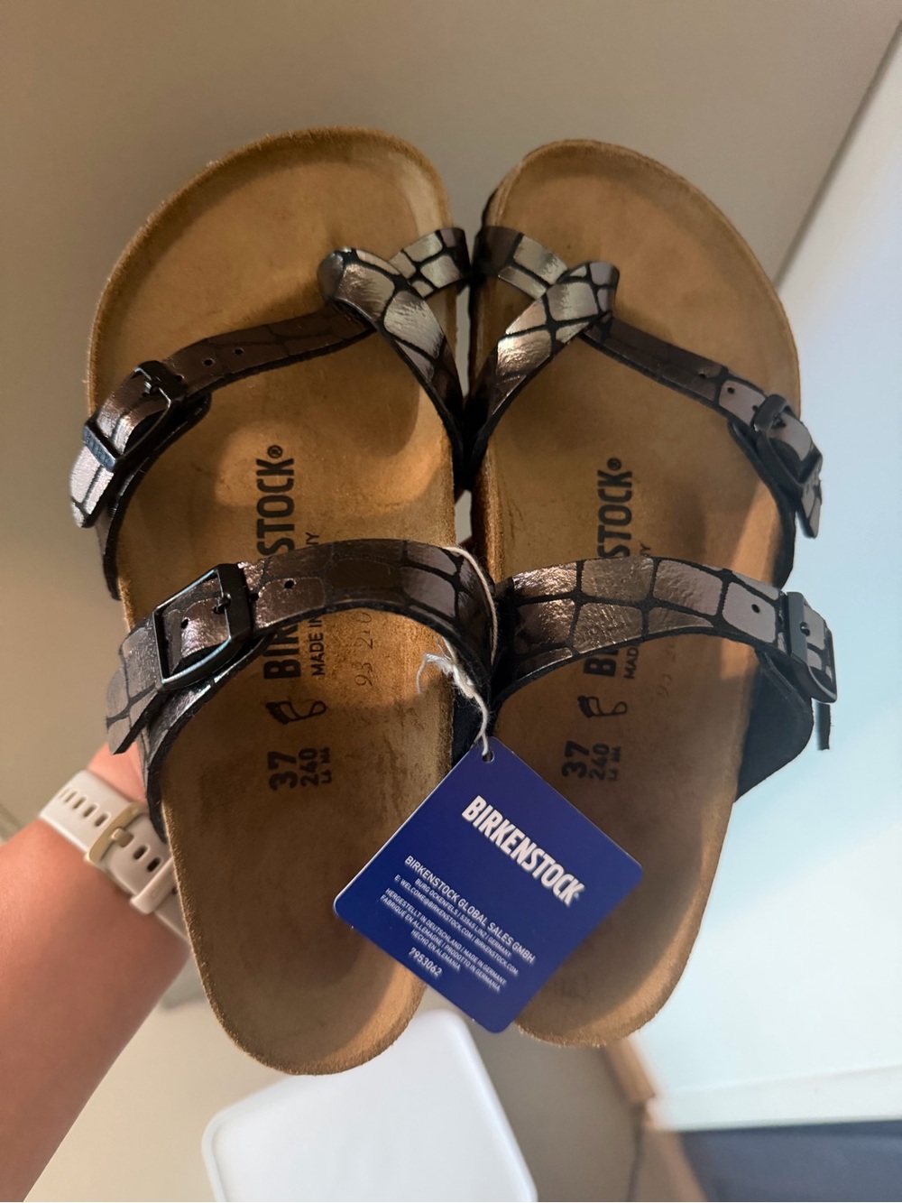 Birkenstock Metallic Gunmetal Sandals size 37